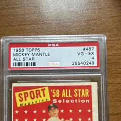 Topps 1958 Mickey Mantle Sport Magazine All-Star #487 Yankees PSA 4 - Image 4