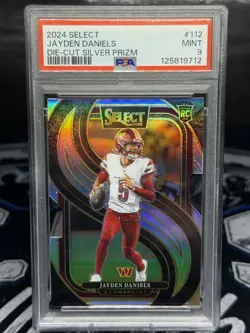 Panini 2024 Select Jayden Daniels #112 Silver Prizm Die-Cut RC PSA 9 - Image 1