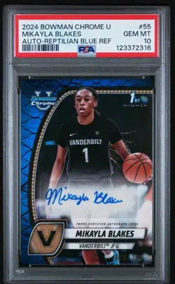 Mikayla Blakes 2024 Bowman Chrome University 1st #55 Blue Reptilian /150 PSA 10 - Image 1