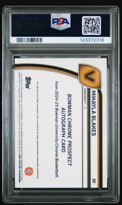 Mikayla Blakes 2024 Bowman Chrome University 1st #55 Blue Reptilian /150 PSA 10 - Image 2