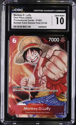 Bandai Monkey D. Luffy P-001 Games Fest 23-24 Promo Foil CGC 10 One Piece Card - Image 1