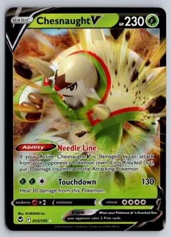 Chesnaught V 015/195 Holo V Rare Silver Tempest Pokemon Near Mint - Image 1