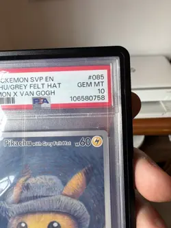 2023 Pokemon Pikachu Van Gogh Grey Felt Hat Promo SVP EN #085 PSA 10 GEM MINT - Image 3