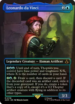 MTG FOIL Leonardo da Vinci Borderless - Assassin's Creed #118 - Image 1