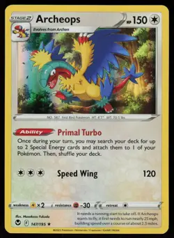 Archeops 147/195 Holo Rare Silver Tempest Pokemon Holo Lightly Played - Image 1