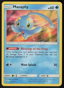 Manaphy 25/73 Holo Rare Shining Legends Pokemon Holo Lightly Played - Image 1