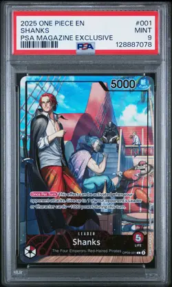 PSA EXCLUSIVE ONE PIECE PROMO #001 SHANKS - PSA 9 A FIST DIVINE SPEED OP11 001 - Image 1