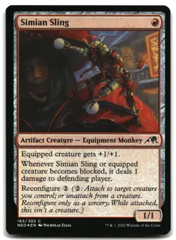 MTG Simian Sling FOIL C Kamigawa: Neon Dynasty 163 LP - Image 1