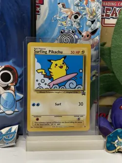 2001 Pokemon Surfing Pikachu #28 WOTC Black Star Promo (MP+) - Image 1