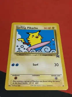 2001 Pokemon Surfing Pikachu #28 WOTC Black Star Promo (MP+) - Image 3