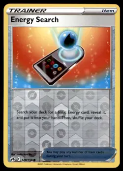 Energy Search 128/159 Common Crown Zenith Pokemon Reverse Holo Lightly Played - Image 1
