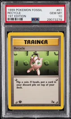 1999 POKEMON FOSSIL 1ST EDITION #61 RECYCLE PSA 10 - Image 1