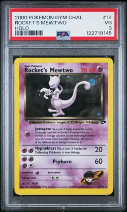 Pokemon Gym Challenge Rocket's Mewtwo 14/132 PSA 3 - Image 1