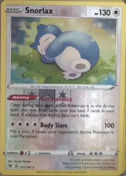 Pokemon Vivid Voltage Reverse Holo Snorlax 131/185 Holo R NM - Image 1