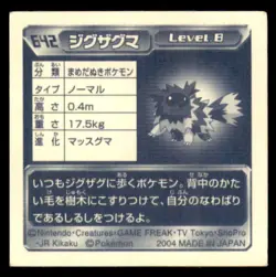 2004 Pokemon Amada Sticker Collection Zigzagoon Japanese #642 - Image 2