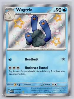 Wugtrio 122/091 Shiny Rare Paldean Fates Pokemon Near Mint - Image 1