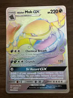 Pokemon Alolan Muk GX 157/147 Sun Moon Burning Shadows Secret Rainbow Rare Holo - Image 1