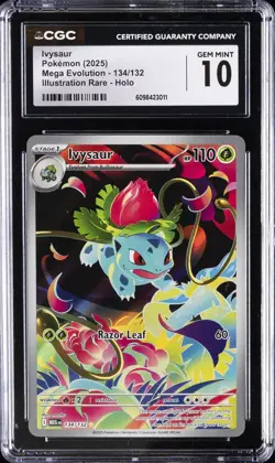 2025 POKEMON MEGA EVOLUTION ILLUSTRATION RARE HOLO #134 IVYSAUR CGC 10 GEM MINT - Image 1