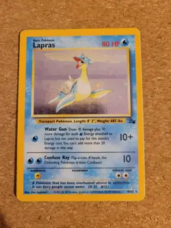 Pokemon Lapras Fossil Holo Card 10/62 Rare - Image 1