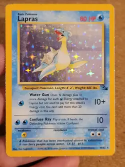 Pokemon Lapras Fossil Holo Card 10/62 Rare - Image 3