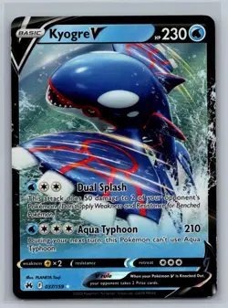 Kyogre V 037/159 Holo V Rare Crown Zenith Pokemon Card Near Mint - Image 1