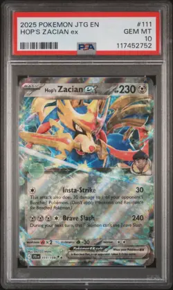 2025 Pokemon SV Journey Together JTG EN Hop's Zacian ex #111/159 PSA 10 (40 POP) - Image 1