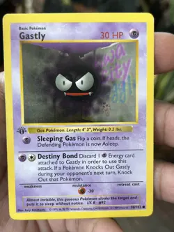 Gastly 50/102 Base Set Shadowless 1st Edition Common LP 1999 Pokemon TCG - Image 1