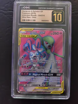 CGC 10 Pristine Gardevoir & Sylveon GX 204/214 Unbroken Bonds Holo 2019 - Image 1