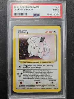 Pokemon PSA 9 Base Set Clefairy Holo Rare 5/102 MINT - Image 1