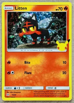 2021 POKEMON MCDONALD’S 25TH ANNIVERSARY PROMO LITTEN HOLO 15/25 NM+ - Image 1