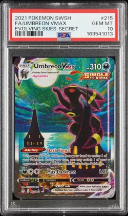 2021 POKEMON SWORD & SHIELD EVOLVING SKIES SECRET FULL ART/UMBREON VMAX PSA 10 - Image 1