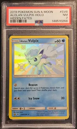 ⭐PSA 7 Shiny Alolan Vulpix SV8/SV94⭐ Pokemon SM Hidden Fates - Image 1