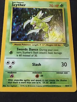 1999 Pokemon Scyther Jungle #10/64 Holo Rare Unlimited - Very Clean Holo NM - Image 3