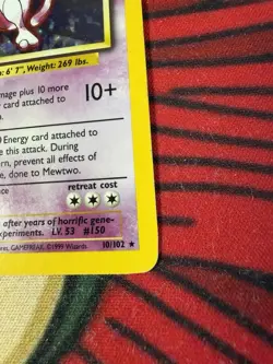 Mewtwo 10/102 Holo Base Set Pokemon MP - Image 2