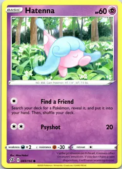 Pokemon Hatenna 083/192 Sword and Shield Rebel Clash Regular Common NM/M - Image 1