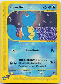 Squirtle 132/165 Common Expedition Base Set Pokemon Heavily Played - Image 1