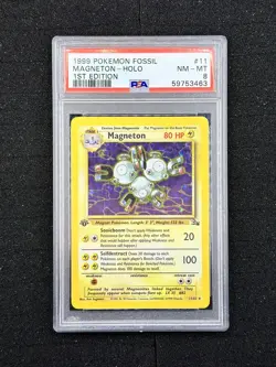 1999 Pokemon Fossil - Magneton 1st Edition HOLO PSA 8 #11 - Image 1