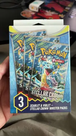 Pokemon Scarlet & Violet Stellar Crown 3 Booster Packs Box New Sealed - Image 1