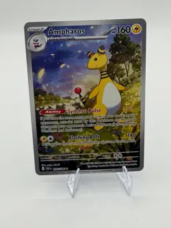Ampharos 090/086 Me04: Chaos Rising Holo Mega Evolution Pokemon TCG Illustration - Image 1