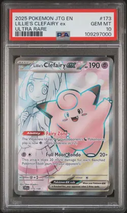 2025 POKEMON JTG EN-JOURNEY TOGETHER ULTRA RARE #173 LILLIE'S CLEFAIRY EX PSA 10 - Image 1