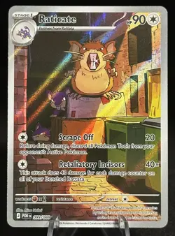 Pokemon TCG Team Rocket's Raticate 202/182 Sv10 Destined Rivals IR Holo 90HP - Image 1