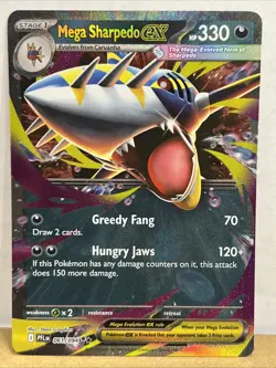Mega Sharpedo ex 061/094 Double Rare Phantasmal Flames Pokemon TCG Near Mint NM - Image 1