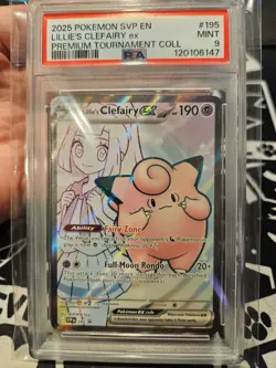 2025 POKEMON SVP LILLIE PREMIUM TOURNAMENT PROMO LILLIE'S CLEFAIRY EX PSA 9 #19 - Image 1
