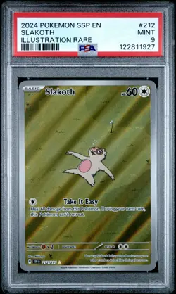 Slakoth 212/191 Illustration Rare Ssp En Surging Sparks Pokemon PSA 9 - Image 1