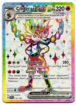 Cinderace ex 157/142 - 🌊 Stellar Crown Ultra Rare Pokemon TCG 🖤 - LP - Image 1