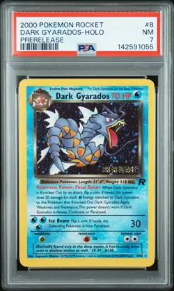 2000 POKEMON TEAM ROCKET #8 DARK GYARADOS HOLO PRERELEASE - PSA 7 - Image 1