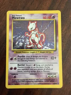 Gyarados Mewtwo 10/102 MP Holo Rare Base Set Unlimited Pokemon - Image 3