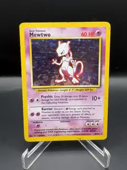 Pokemon TCG Mewtwo Base Set 10/102 Holo Rare WOTC 1999 MP - Image 1