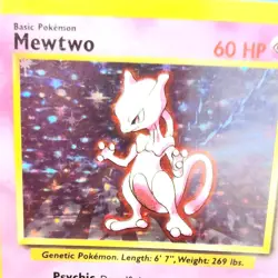 Base Set Mewtwo 10/102 Unlimited Holo Rare WOTC Vintage Pokemon TCG MP - Image 1