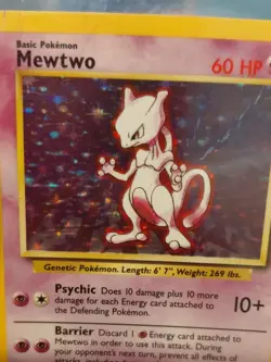 Base Set Mewtwo 10/102 Unlimited Holo Rare WOTC Vintage Pokemon TCG MP - Image 2